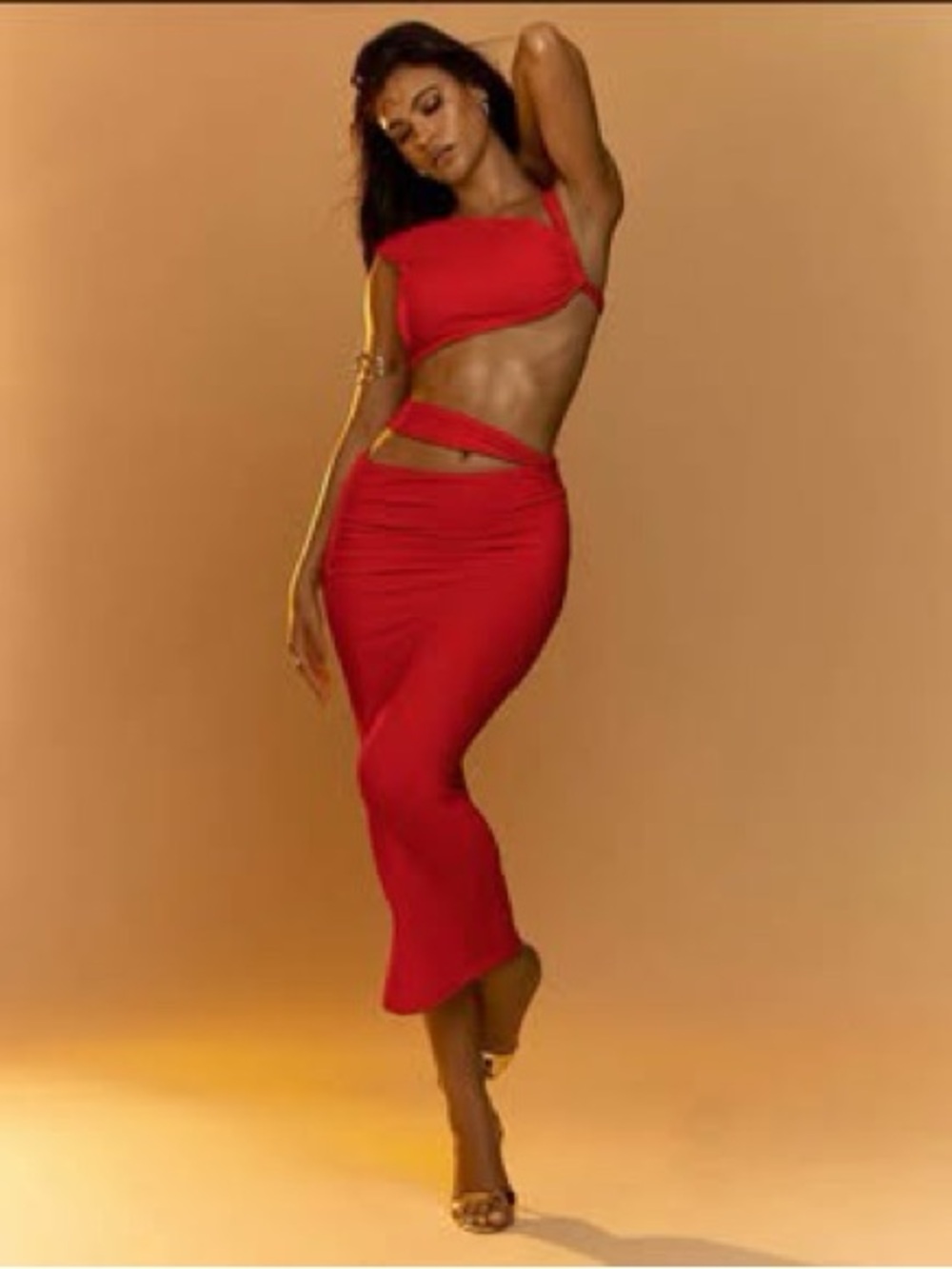 Missguided + Red Cutout Midi Skirt Set